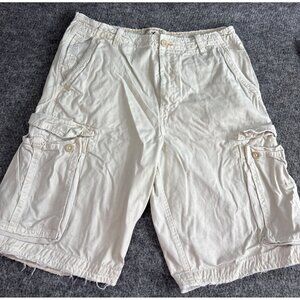 American Eagle Outfitters Cargo Shorts Size 34 White Longer Length